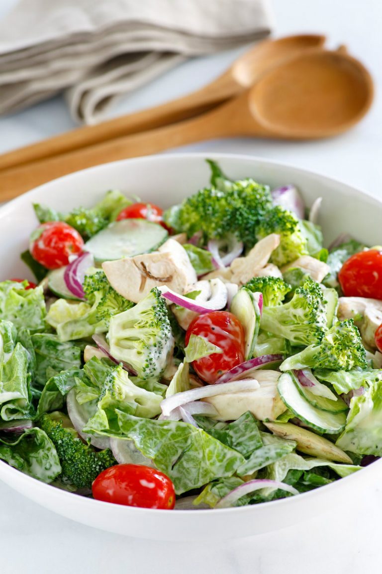 Romaine and Broccoli Salad with Roasted Garlic Dressing Recipe Girl