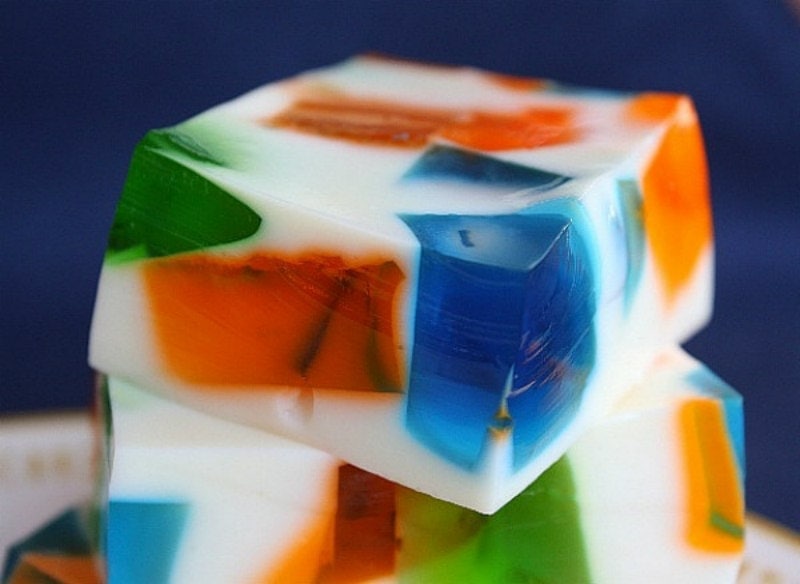 cubes of sea glass jello