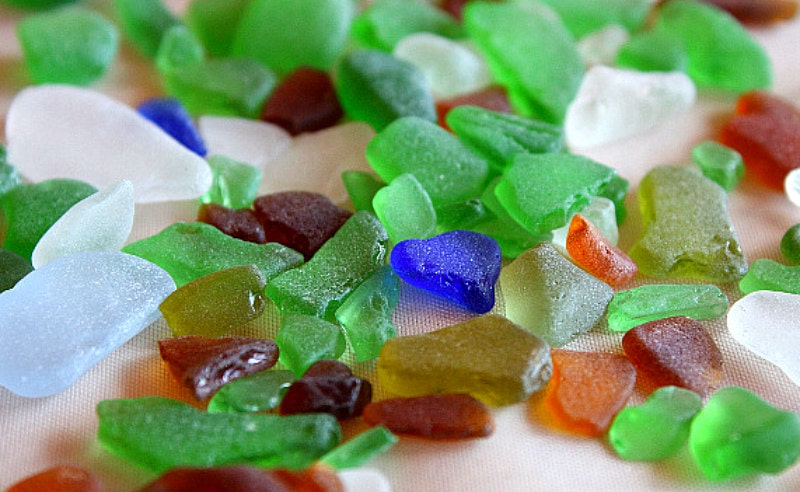 several pieces of different colored sea glass