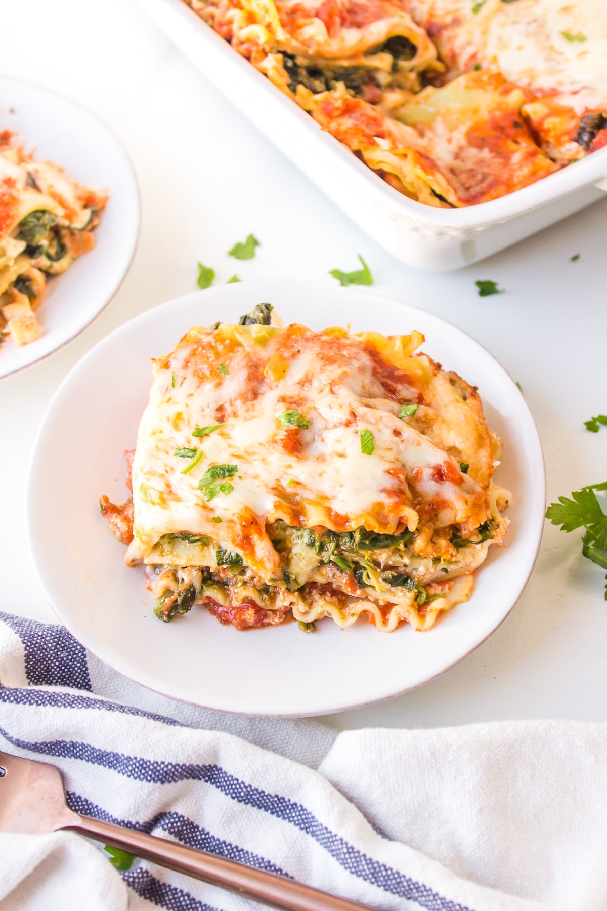 serving of lasagna on plate