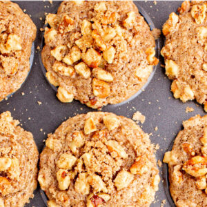 Pinterest image for sweet peach muffins