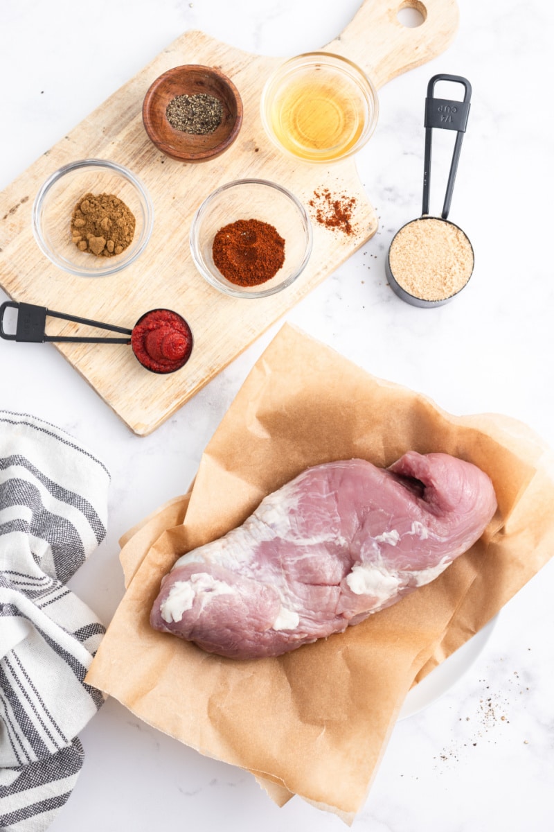 ingredients displayed for making sweet and tangy roasted pork tenderloin