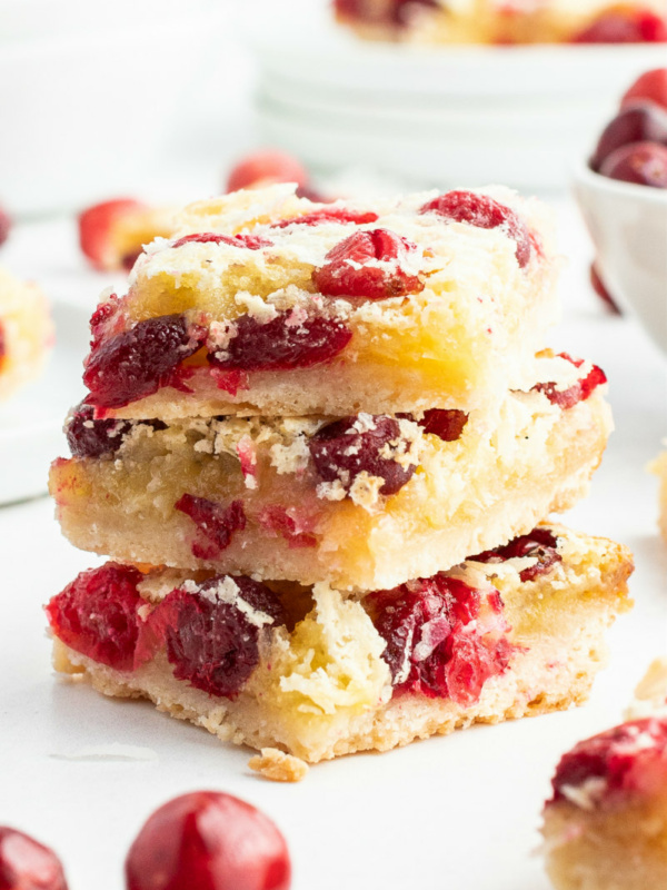 stack of three cranberry coconut squares