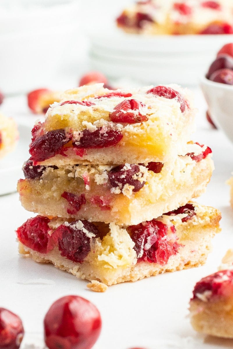 stack of three cranberry coconut squares