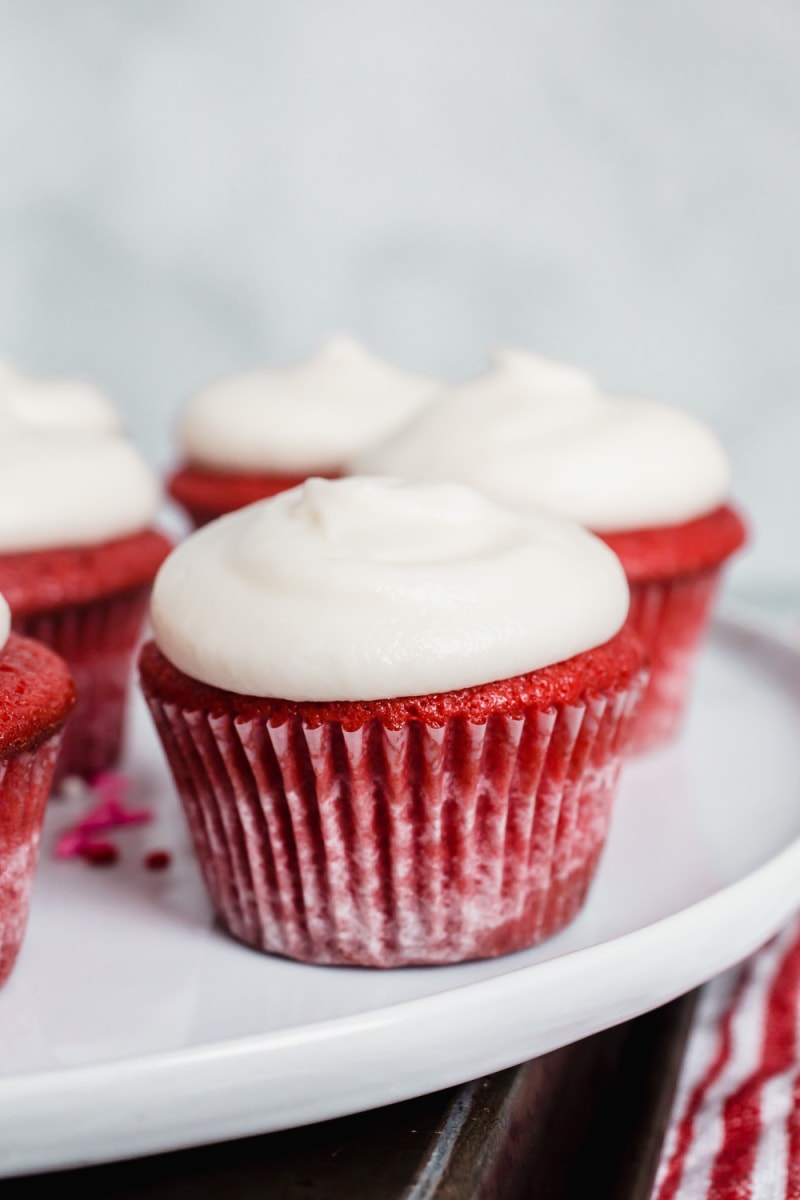 Red Velvet cupcakes with white frosting