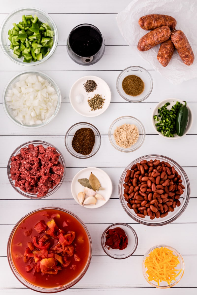 ingredients displayed for making all american chili