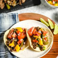 Beef Fajtas in two flour tortillas