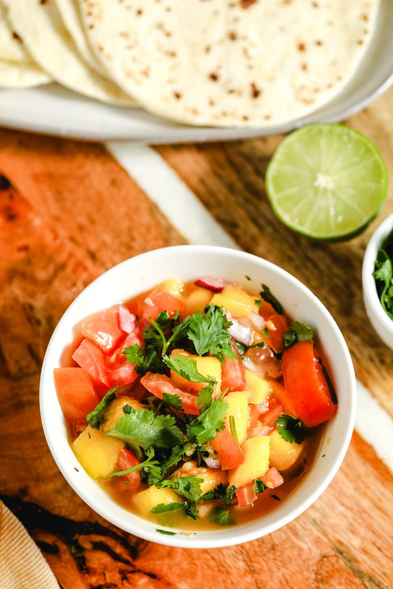 bowl of mango salsa