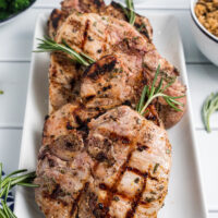 buttermilk brined pork chops grilled and put on serving platter