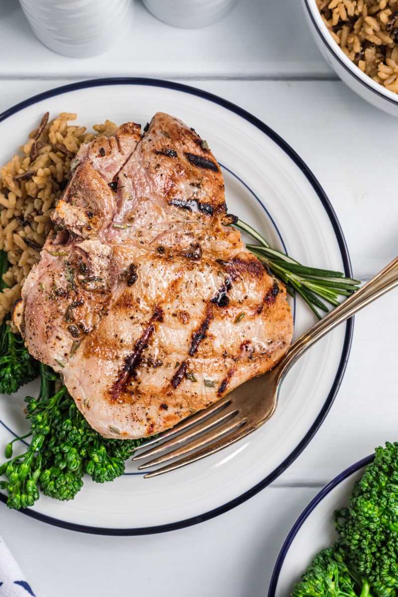 grilled pork chop on a plate