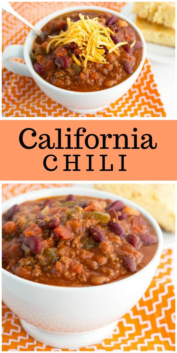 California Chili recipe : a healthy, Weight Watchers friendly chili recipe from RecipeGirl.com #chili #recipe #weightwatchers #wwfreestyle #smartpoints