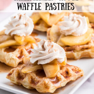 pinterest image for caramelized apple waffle pastries