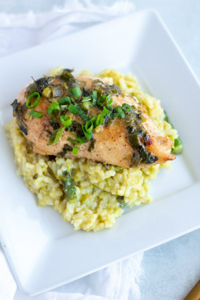 Chicken Diane served over risotto