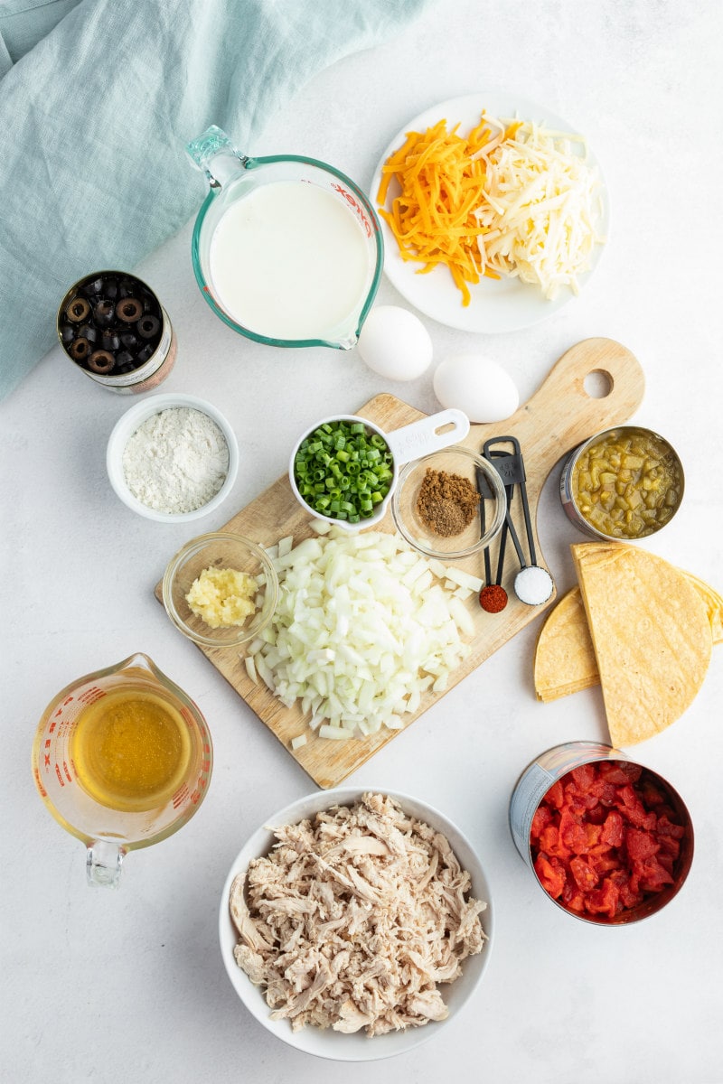 Chicken Enchilada Casserole recipe from RecipeGirl.com #chicken #enchilada #casserole #recipe #RecipeGirl ingredients displayed for enchilada casserole