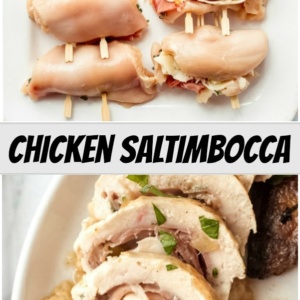 pinterest collage image for chicken saltimbocca