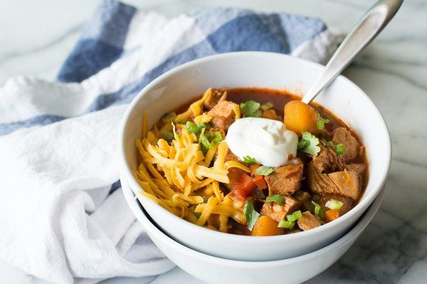 Chicken Butternut Squash Chili recipe : from RecipeGirl.com