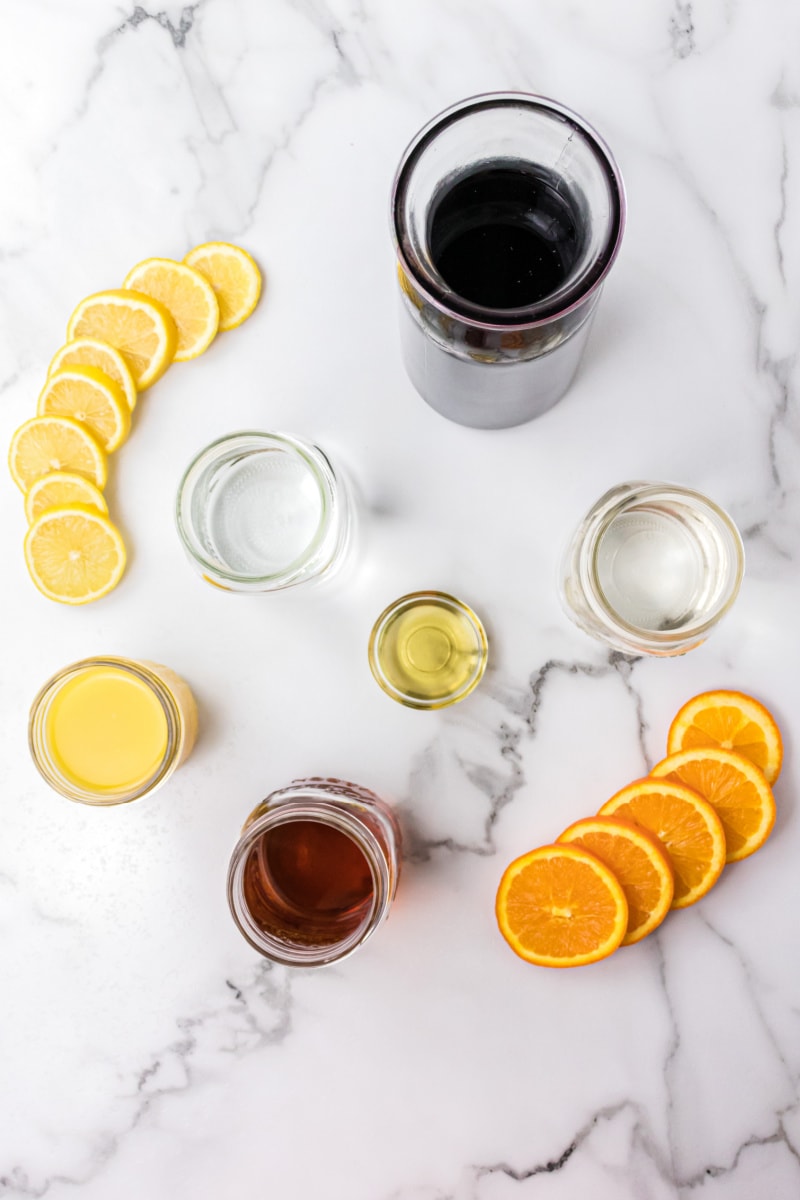 ingredients displayed for making classic sangria