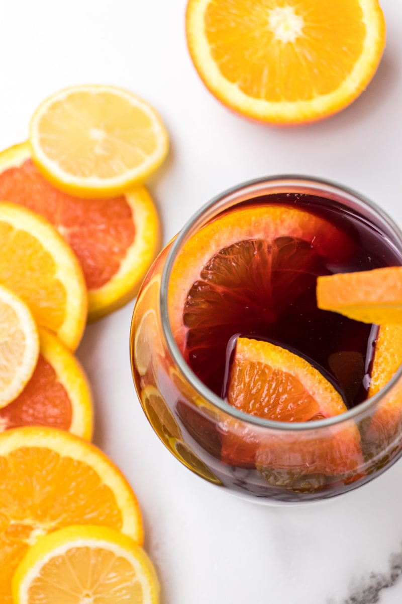 overhead shot of classic sangria