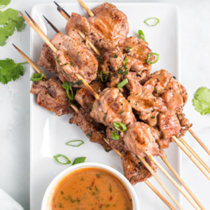 pinterest pin for coconut curry pork satay