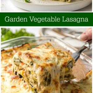 pinterest collage image for garden vegetable lasagna