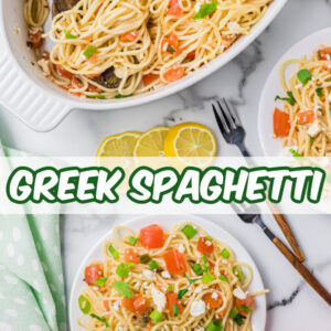 pinterest image for greek spaghetti