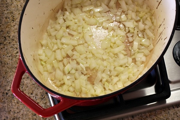 Onions sauteing in pan