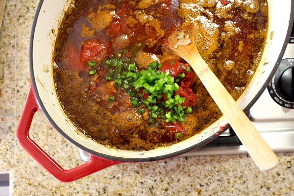 Chili simmering on stove