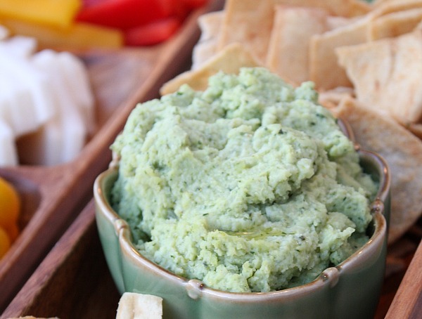 bowl of herbed lima bean hummus