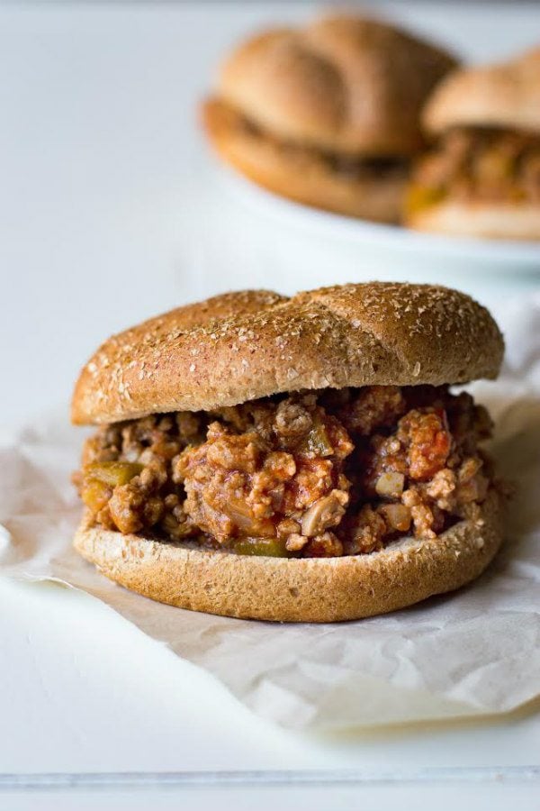 Low Fat Sloppy Joes recipe from RecipeGirl.com #lowfat #sloppy #joes #sloppyjoes #recipe #RecipeGirl Low Fat Sloppy Joes
