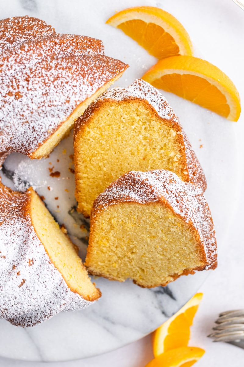 orange cake cut into slices