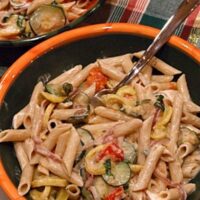 Penne with Roasted Vegetables and Goat Cheese