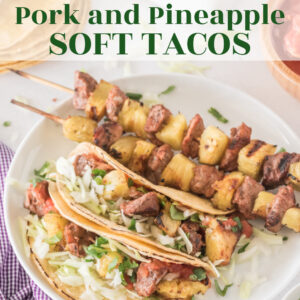 pinterest image for pork and pineapple tacos