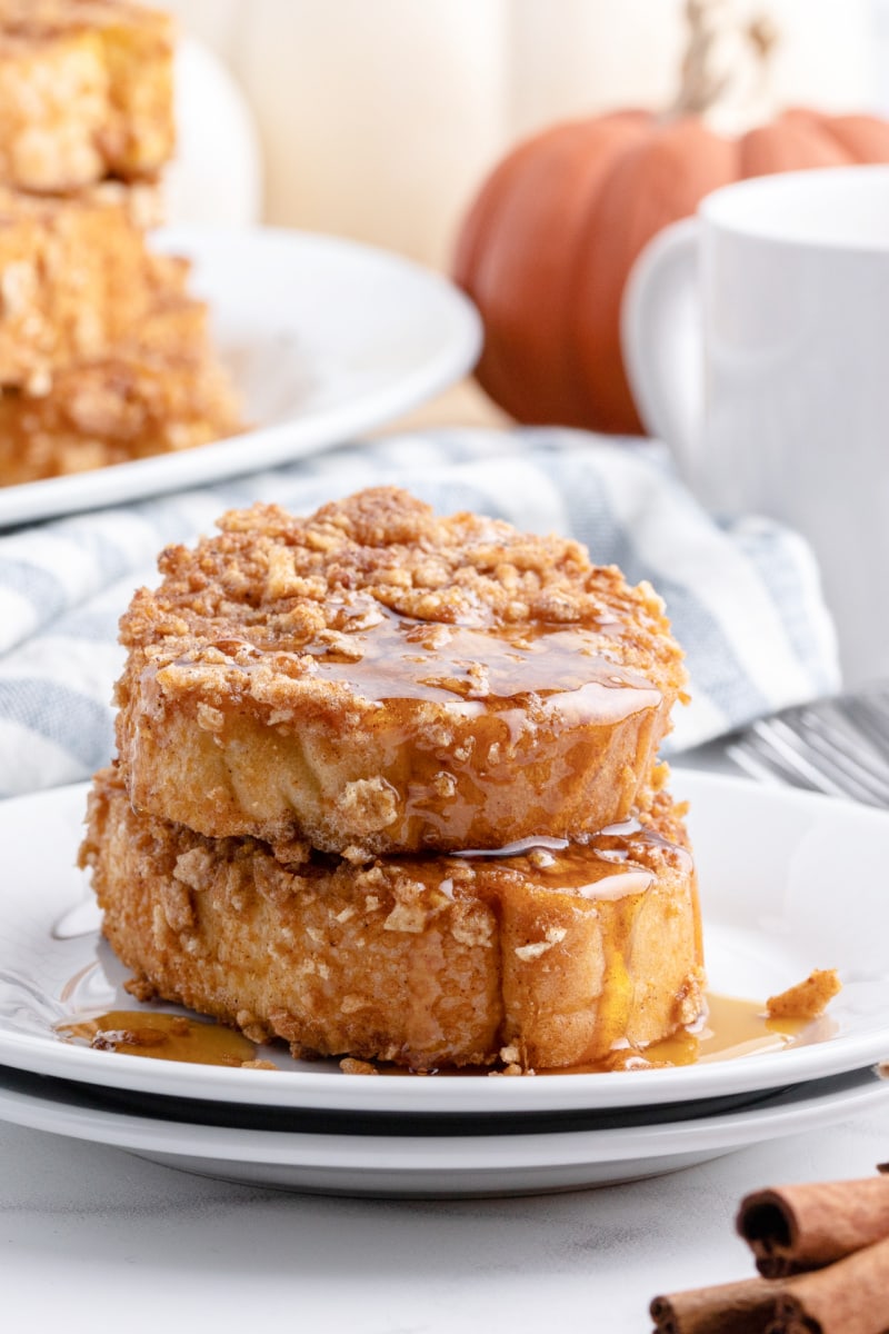 Pumpkin French Toast on a plate with syrup