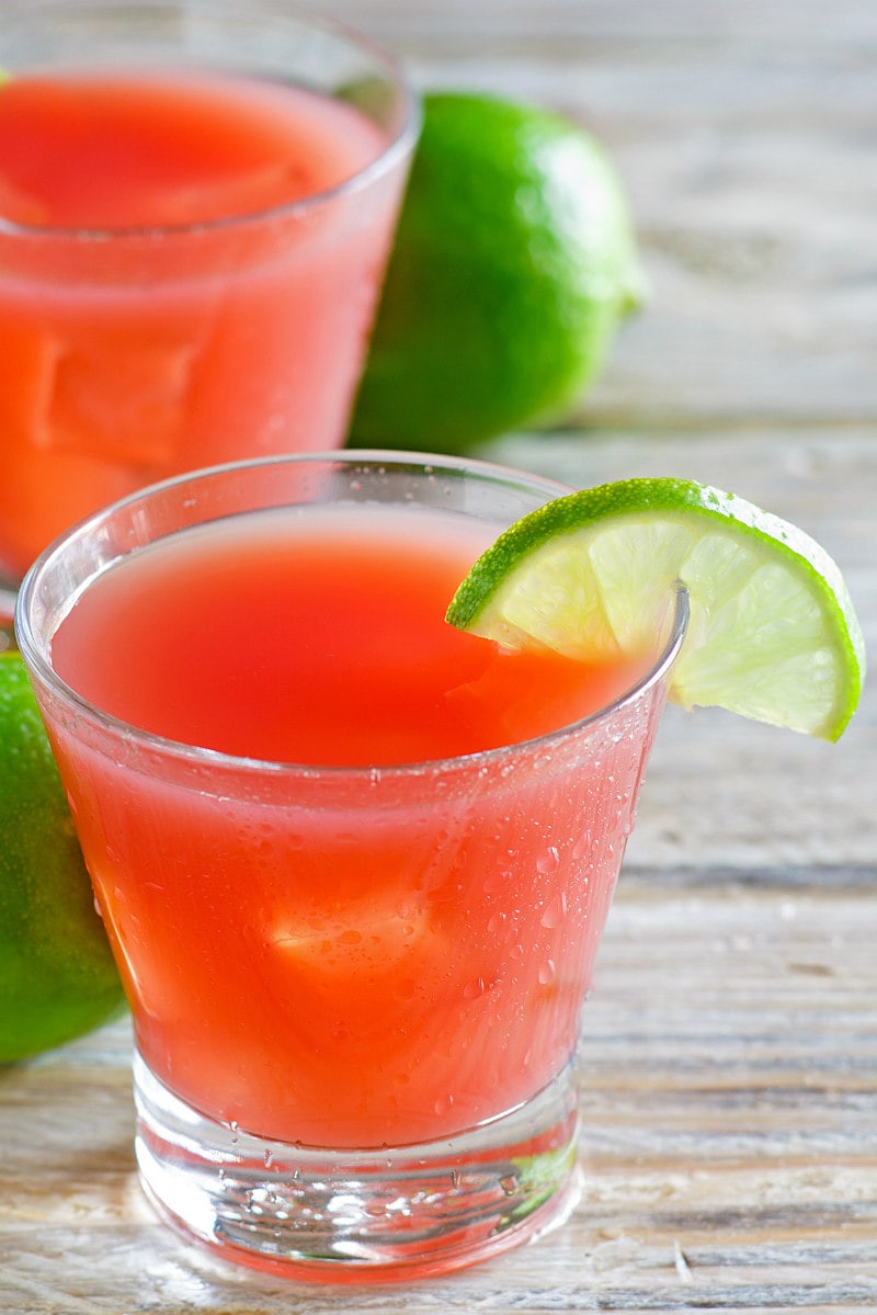 Sea Breeze Cocktail garnished with lime wedge