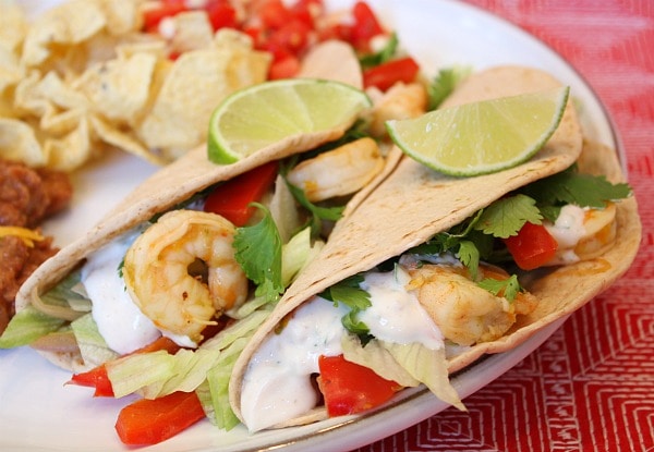 shrimp tacos on a plate