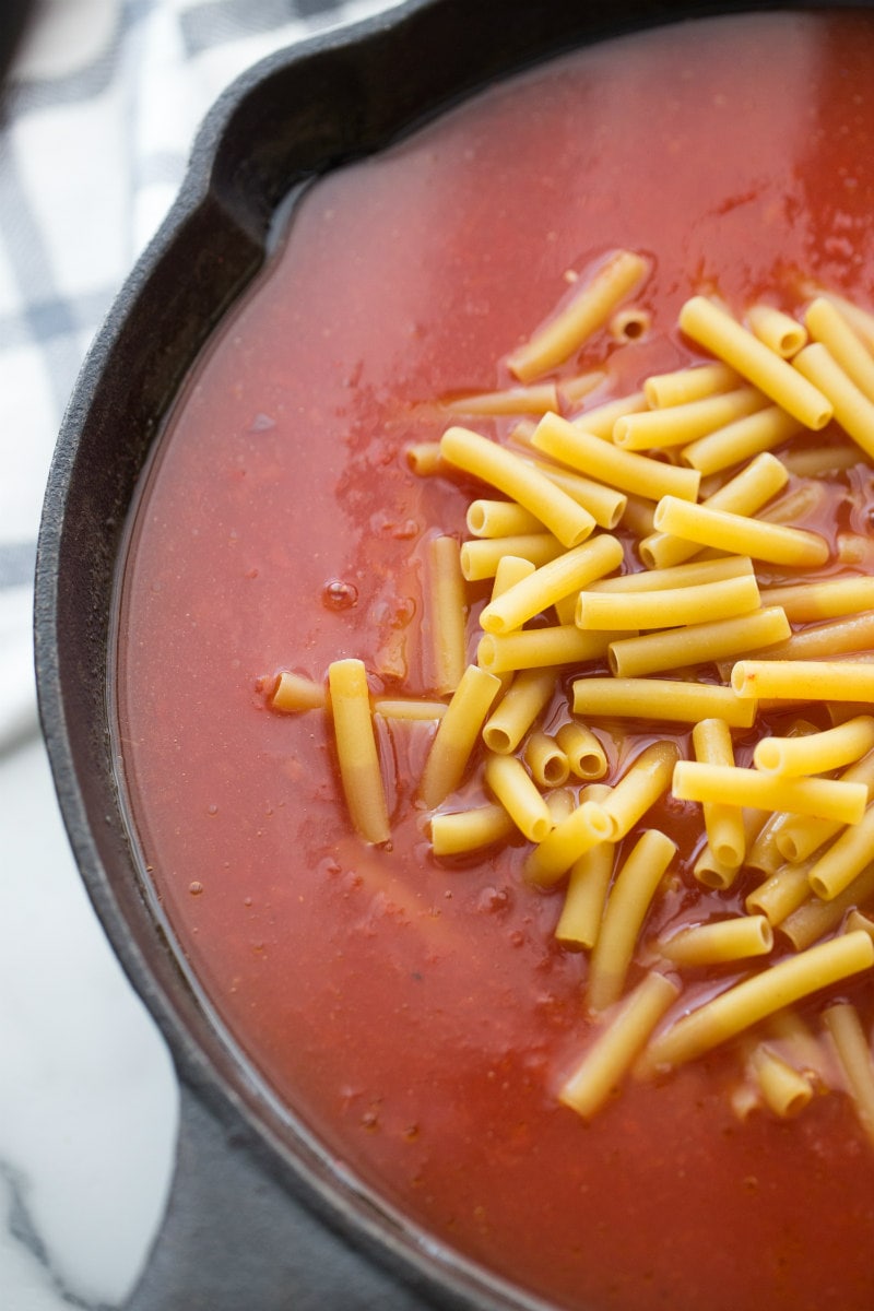 Making Skillet Baked Ziti