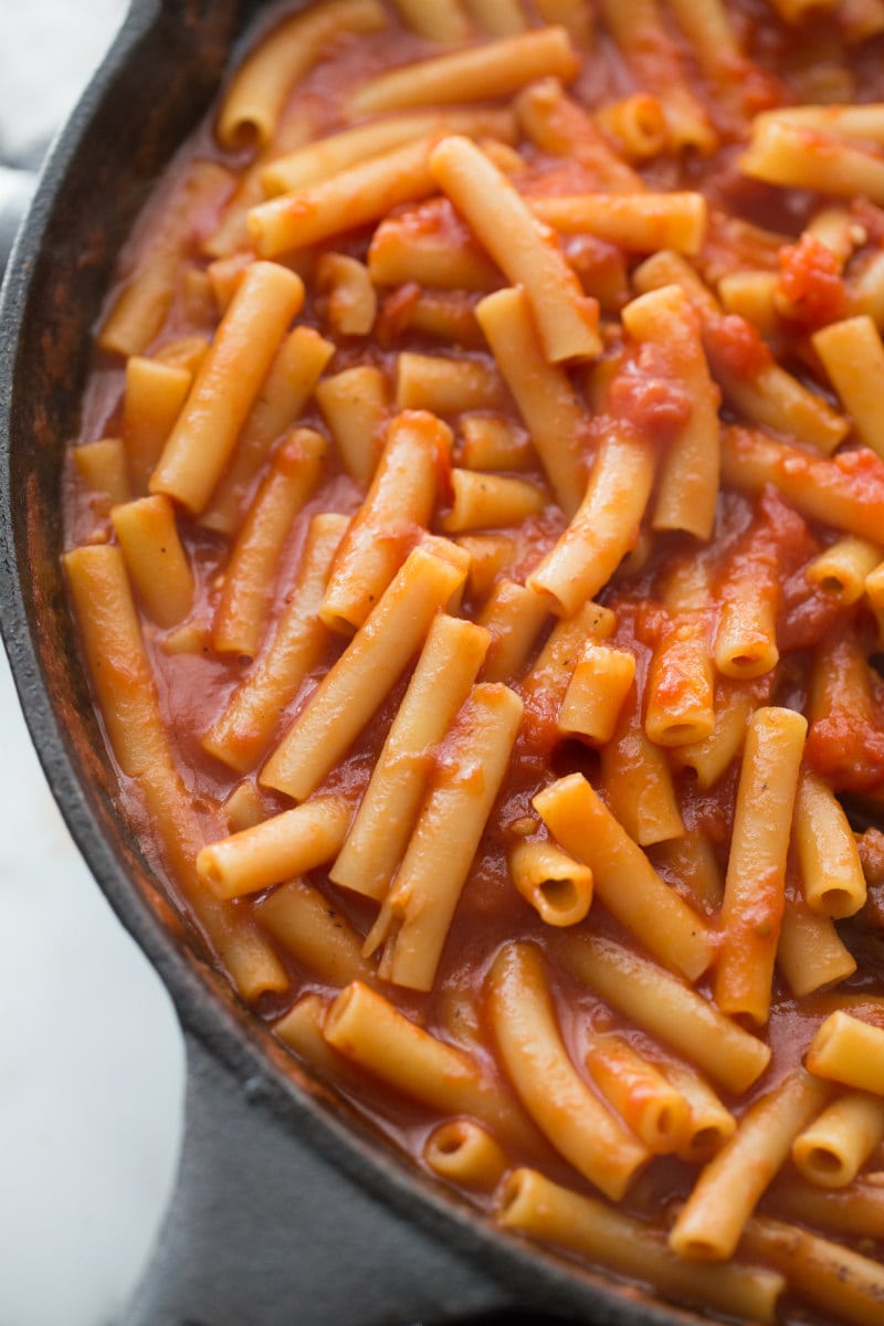 Making Skillet Baked Ziti