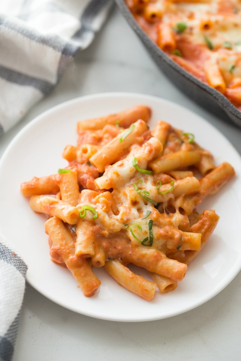 serving of Skillet Baked Ziti