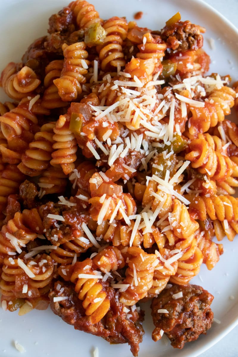 Serving of Tomato Beef Pasta