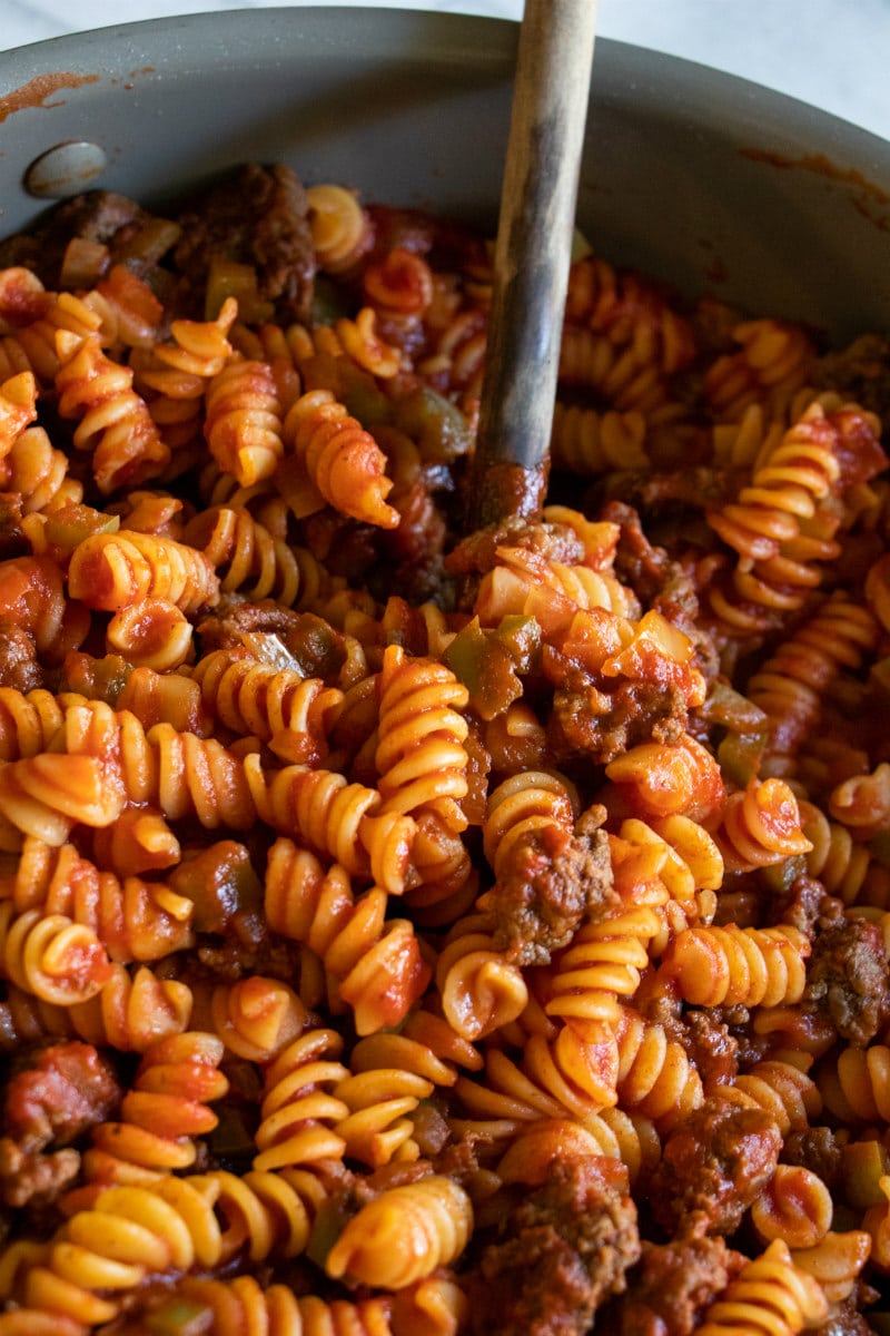 Pot of Tomato Beef Pasta