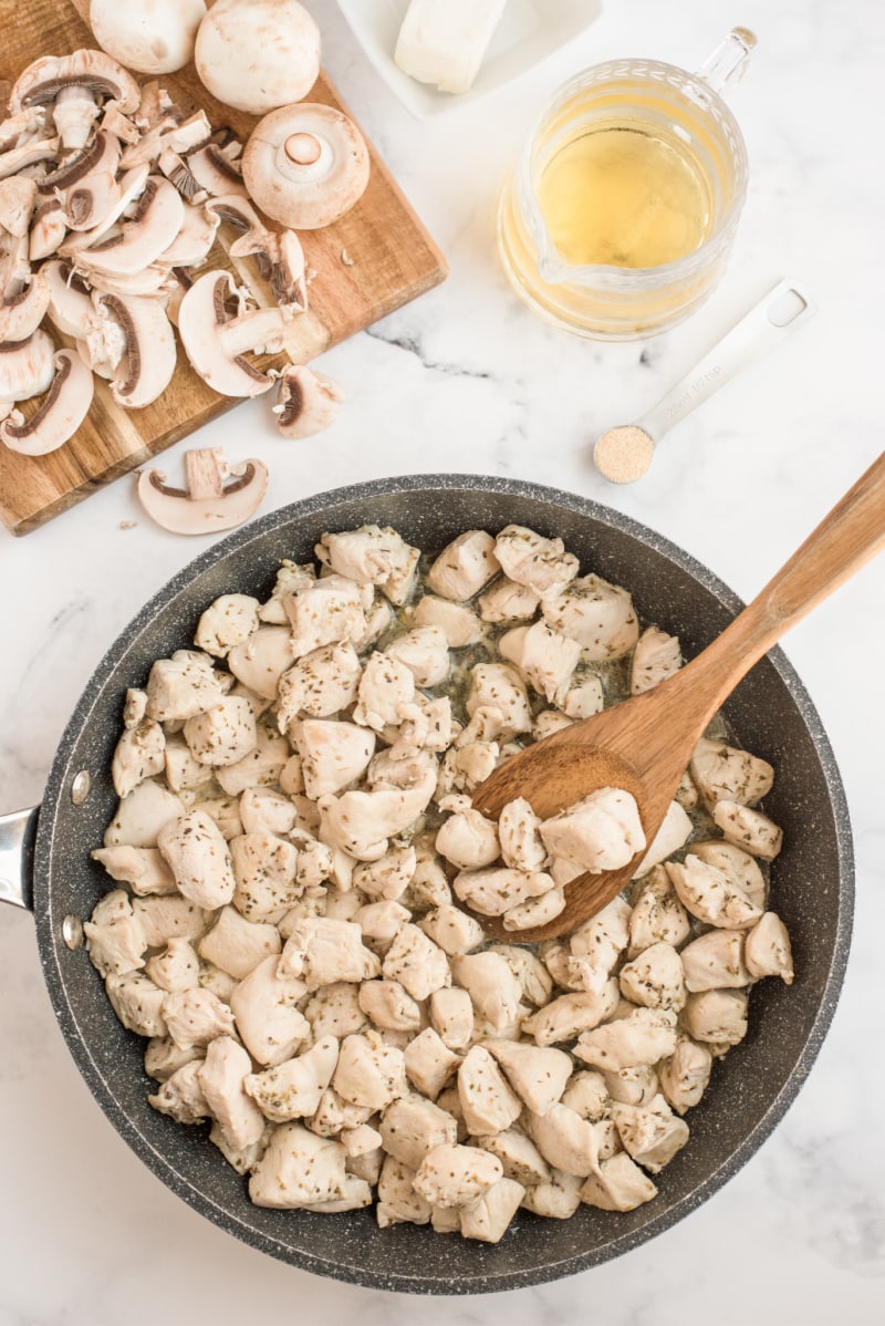 chicken cooking in skillet