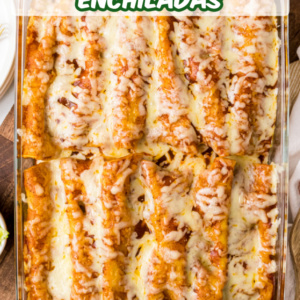 pinterest image for zucchini beef enchiladas