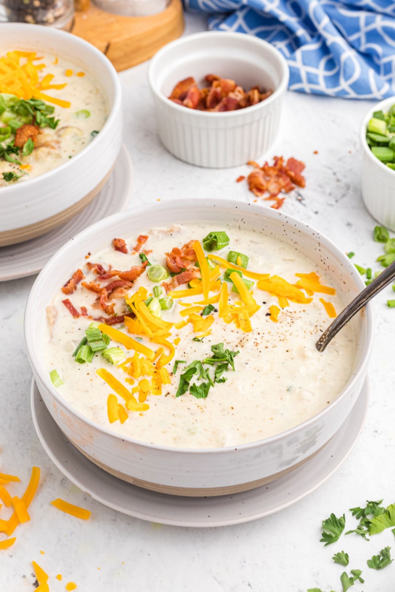 bowl of baked potato and bacon soup