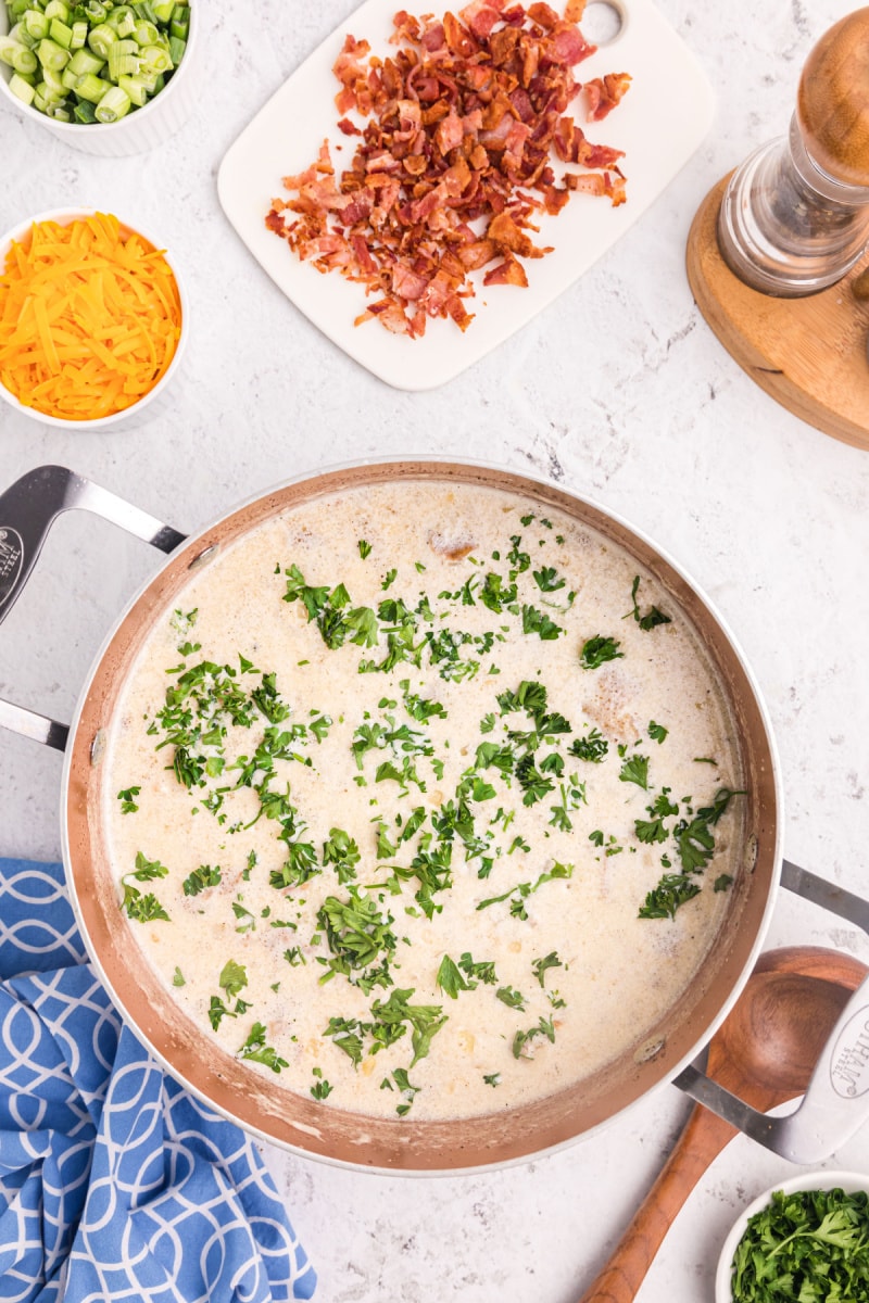 baked potato soup in pot