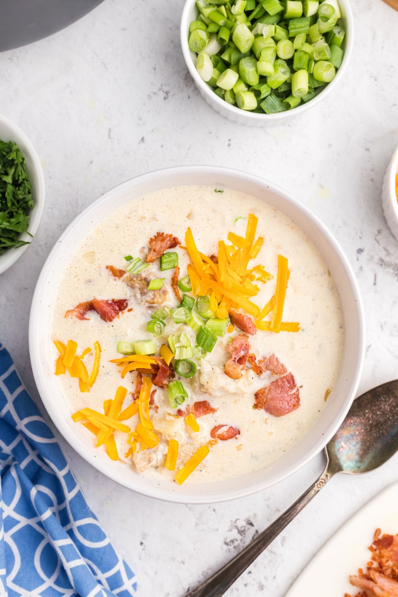 bowl of baked potato and bacon soup