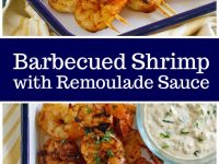 pinterest collage image for barbecued shrimp with remoulade sauce