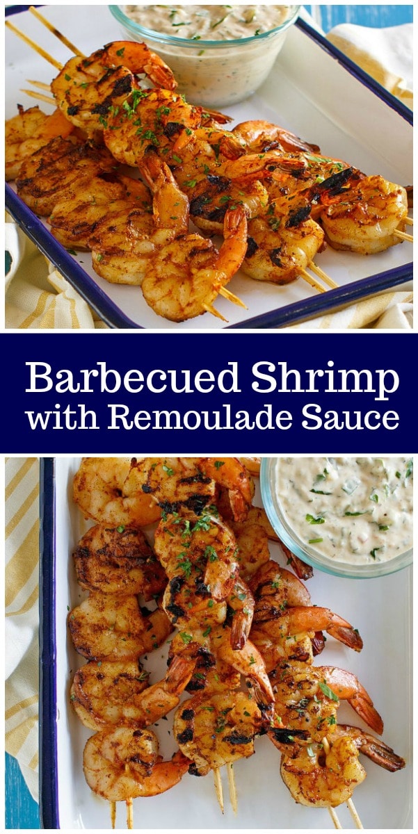 pinterest collage image for barbecued shrimp with remoulade sauce