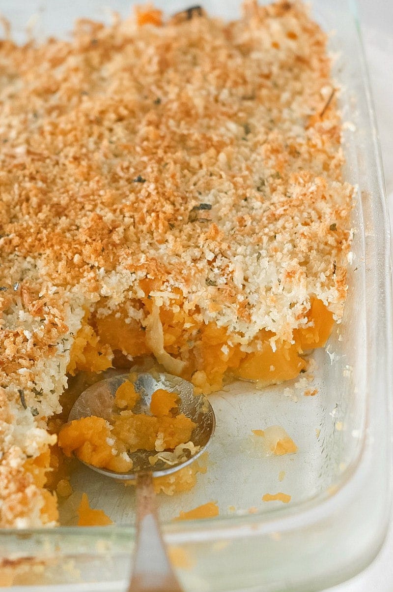 serving Butternut Squash Cheddar Gratin