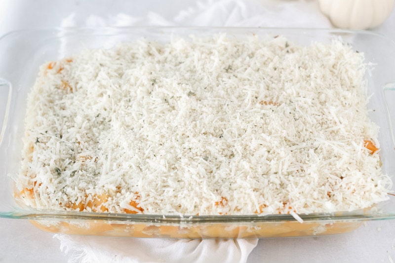 adding breadcrumb topping to Butternut Squash Gratin