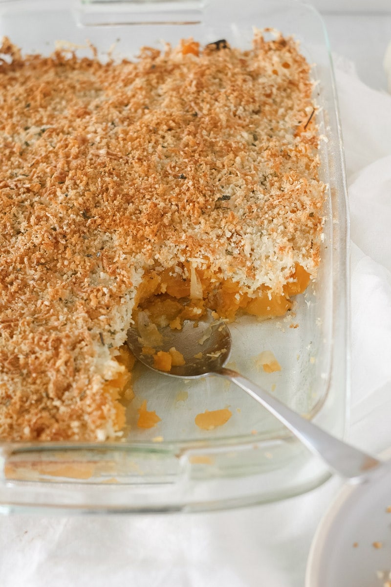 serving Butternut Squash Cheddar Gratin